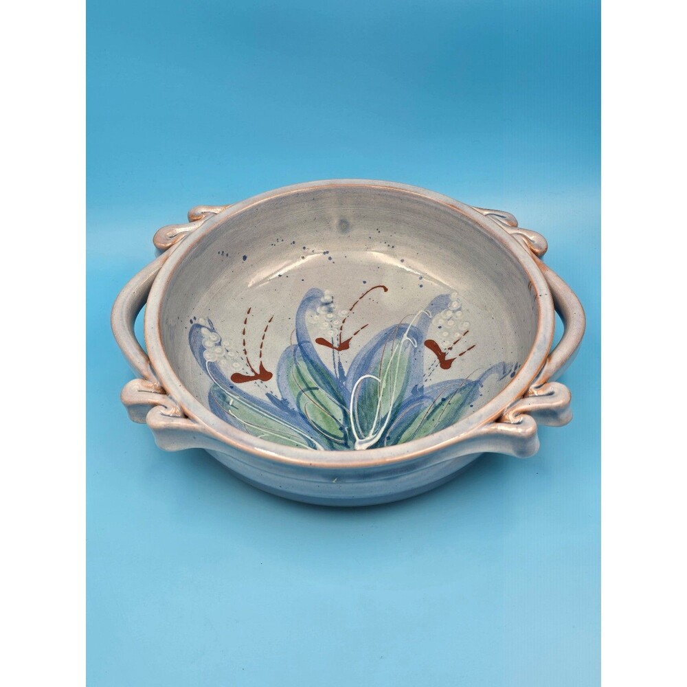 Vintage FF Griffi Corsica Terraghja Pottery Double Handled Bowl 9" Hand Painted